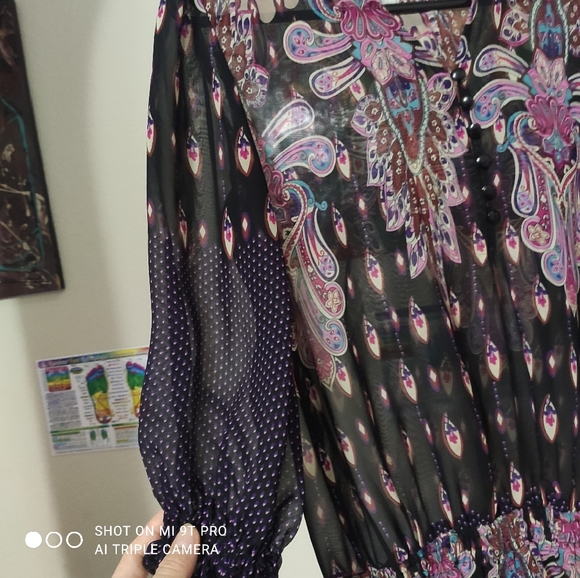 Twenty One Boho Style sheer black & purple blouse 👚 (Small) 💜💗🖤🤎🤍 - Picture 15 of 16